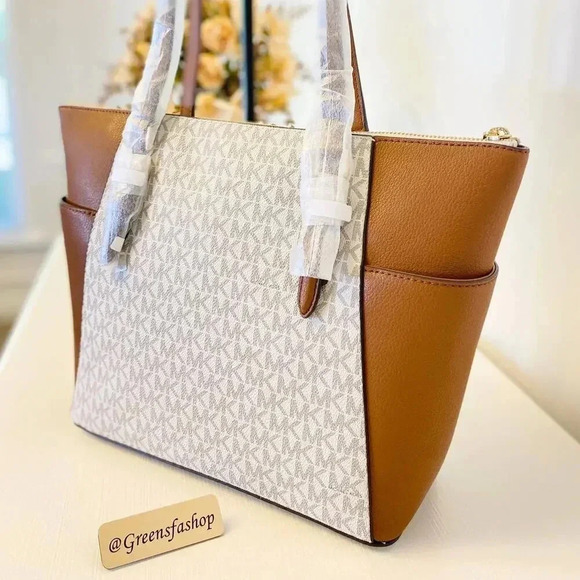 Michael Kors Charlotte Top Zip Tote shoulder bag Vanilla - Picture 2 of 11